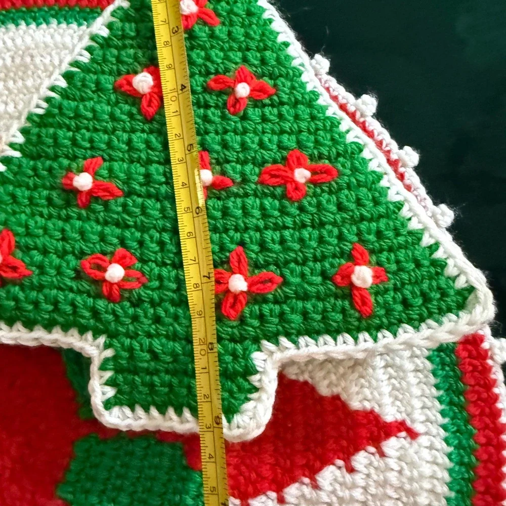 Vintage Crochet‎ Christmas Tree Trivet Pot Holder Set Handmade Holiday Kitchen